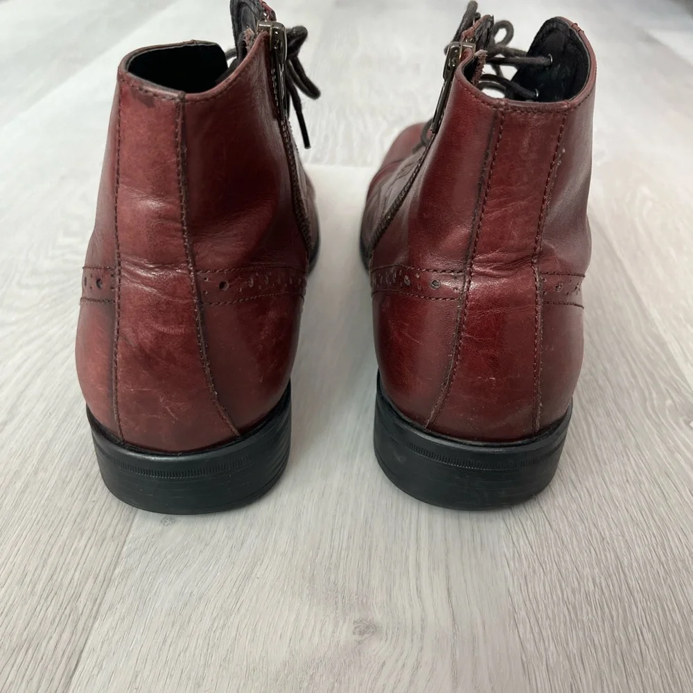 JOHNSTON & MURPHY MAHOGANY LEATHER ANKLE ZIP BOOTS MENS 10.5